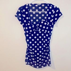 Navy Polka Dot Women's Top